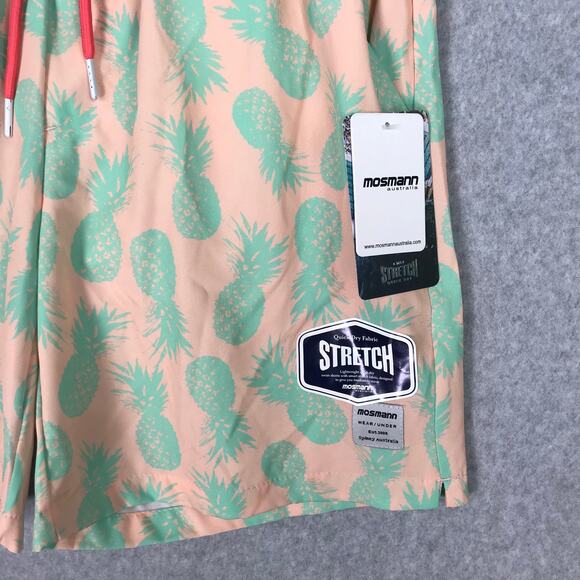 Mossman Australia Swim Trunk Small Peach Stretch Pineapple Volley Board 6 Inseam - Picture 3 of 11